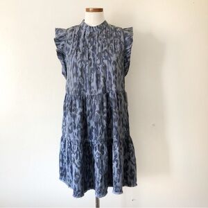 Anthropologie Jenee Blue tiered mini tunic dress NWT size Medium